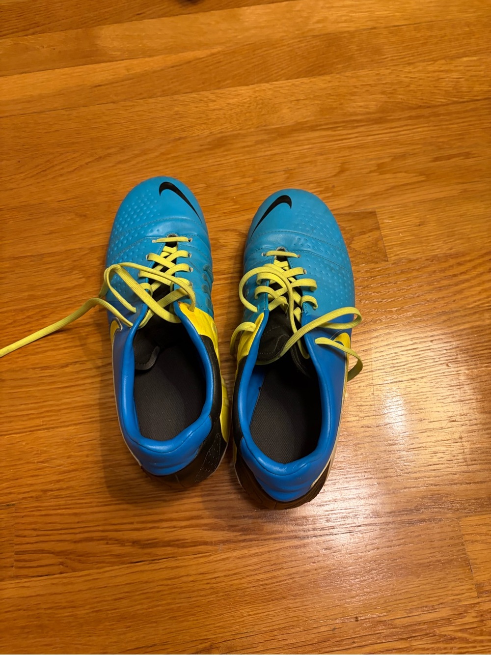 Nike Blue and Yellow Men's Athletic Soccer Shoes